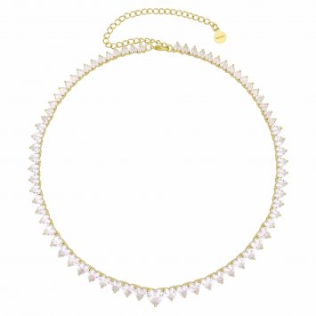 Collier vergoldet Zirkonia weiss Mittelteil Zirkoniaherz weiss