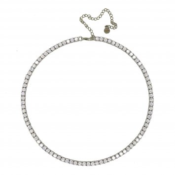 Collier rhodiniert mit Zirkonia weiss