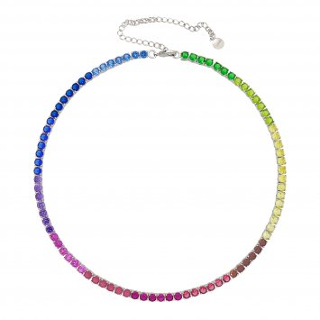 Collier rhodiniert mit Zirkonia multicolor