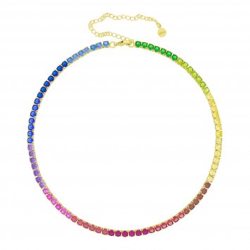 Collier vergoldet mit Zirkonia multicolor