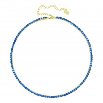 Collier vergoldet mit Zirkonia blau