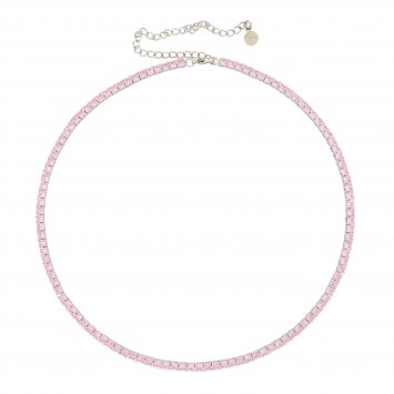 Collier rhodiniert mit Zirkonia pink