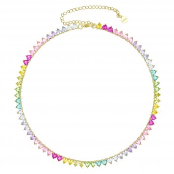 Collier vergoldet mit Zirkonia multicolor