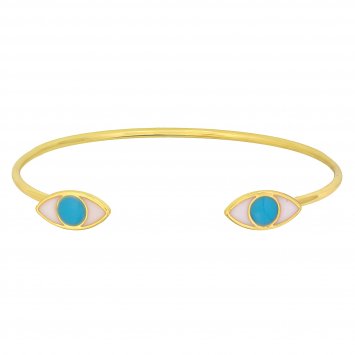 Armreif Messing vergoldet "Sparkle Evil Eye" türkis