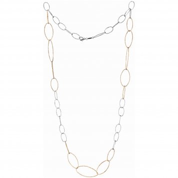 Kette 925/- Sterling Silber rhodiniert/rotvergoldet  80 cm