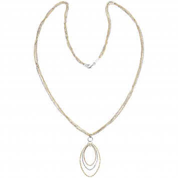 Kette 925/- Sterling Silber dreifarbig diamantiert 70 cm