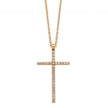 Anhänger mit Kette 925/- Sterling Silber rotvergoldet mit Anhänger Kreuz