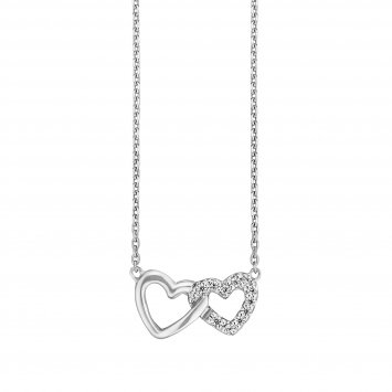 Collier 925/- Sterling Silber rhodiniert  2 Herzen