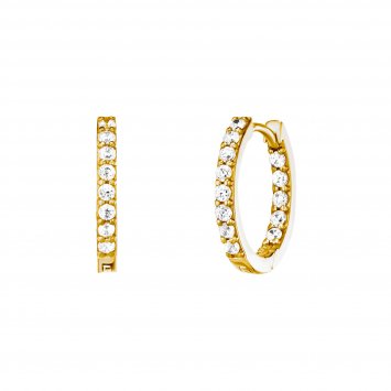 Klappcreolen 925/- Sterling Silber vergoldet Zirkonia  15mm