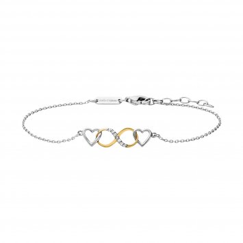 Armband 925 Silber rhodiniert teils vergoldet Infinity Herz