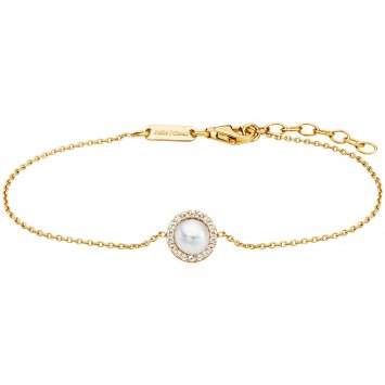 Armband 925/- Sterling Silber vergoldet Perle und Zirkonia