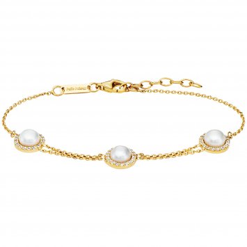 Armband 925/- Sterling Silber vergoldet Perle und Zirkonia