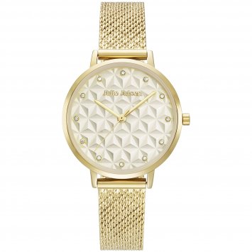 Damenuhr Edelstahl goldfarben Ziffernblatt champagner 3D-Effekt