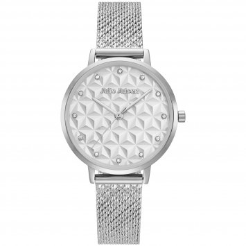 Damenuhr Edelstahl silberfarben Ziffernblatt weiß 3D-Effekt