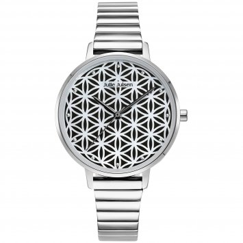 Damenuhr Edelstahl silberfarben Flower of Life silver pearl