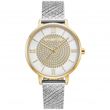 Damenuhr Edelstahl gold-und silberfarben Glitter