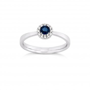Ring Gold 585 mit 12 Brillanten zus. 0,12ct. und Safir blau