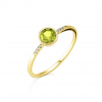 Ring Gold 585 mit 6x Brillant zus. 0,025ct. und Peridot