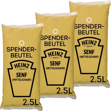 Heinz Senf Mittelscharf würzig im Spenderbeutel 3 x 2500ml 7500ml