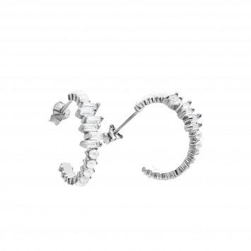 Creolen 925-Sterling Silber rhodiniert Glänzend 1,8 cm Zirkonia weiß