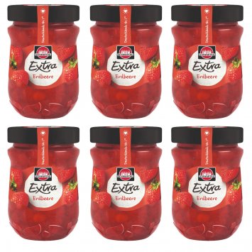 Schwartau Extra Erdbeere Frühstück Fruchtaufstrich vegan 340g 6er Pack