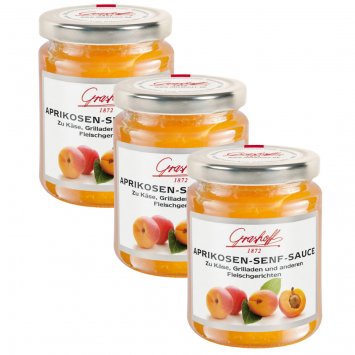 Grashoff Aprikosen Senf Sauce für Fleischgerichte 200ml 3er Pack