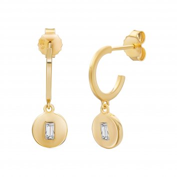 Creole 925 Sterling Silber gelb vergoldet Boho Zirkonia Anhänger