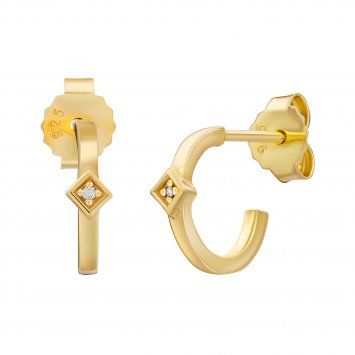 Creole 925 Sterling Silber vergoldet Raute Zirkonia