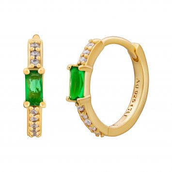 Creole 925 Sterling Silber gelb vergoldet Baguette Stein grün Zirkonia