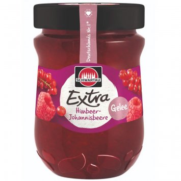 Schwartau Extra Himbeer Johannisbeer Fruchtaufstrich Gelee vegan 340g