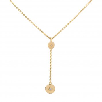 Kette 925 Silber vergoldet Plättchen Zirkonia