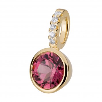 Anhänger Gold 585 mit 5x Brillant zus. 0,02ct. und Rhodolith