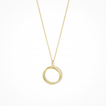 Halskette Silber 925 vergoldet 42+3cm lang mit weißen Zirkonia-Steinen