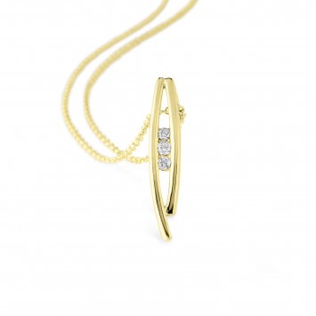 Halskette Gold 585 mit 3 natürlichen Brillanten zus. 0,10ct.