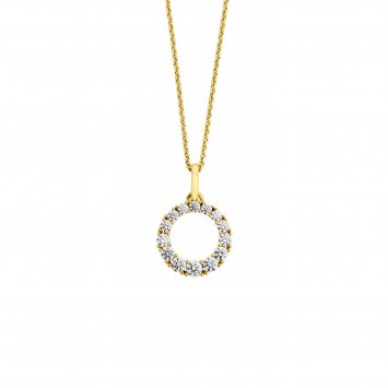 Halskette Gold 333 mit 14 weißen Zirkonia-Steinen 42cm lang