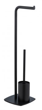 Stand WC-Garnitur Mod. Iria Schwarz, mit WC-Papierrollenhalter und WC-Bürste