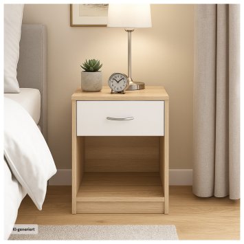 Nachtschrank mit 1 Schublade Nina Sonoma Weiß