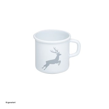 Topf/ Becher mit Bördel Hirsch Grau