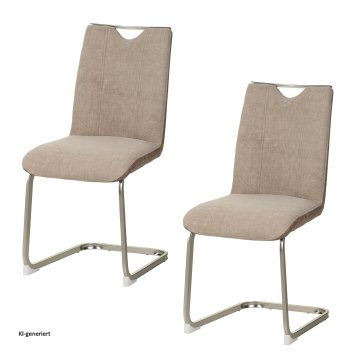Schwingstuhl Taupe/Antikhellbraun 2er Set Emrys