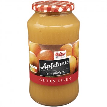 Hofgut Apfelmus fein püriert und gezuckert im Glas Gutes Essen 720ml