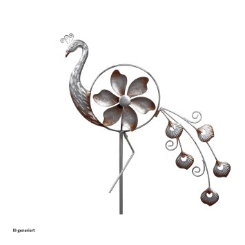 Gartenstecker Landhaus Pfau mit Windrad