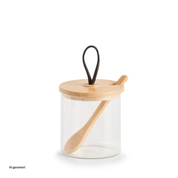 Vorratsglas rund Holzdeckel mit Schlaufe