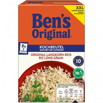 Bens Original Langkorn Reis 10 Minuten praktische Kochbeutel 1000g