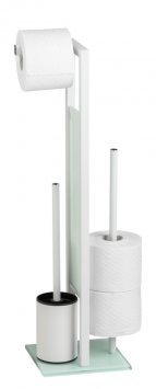 Stand WC-Garnitur Mod. Rivalta Weiß, integrierter Toilettenpapierhalter und WC-Bürstenhalter