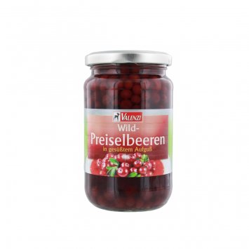 Valenzi Wild Preiselbeeren stark gezuckert im Glas 540g 12er Pack