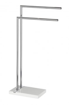 Handtuchständer Mod. Noble White mit 2 Armen, aus verchromtem Stahl