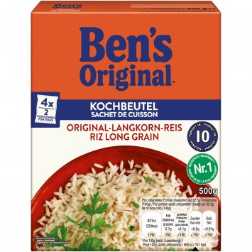 Bens Original Langkorn Reis 10 Minuten praktische Kochbeutel 500g