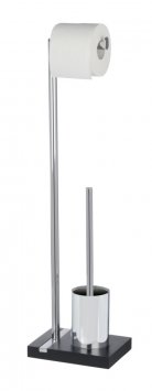 Stand WC-Garnitur Mod. Noble Black, mit Chrom-Applikation