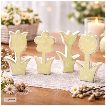Frühlingsblumen 4 er Set aus Keramik 15 cm