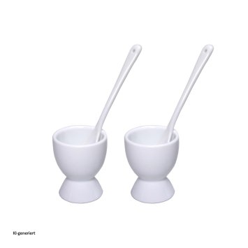 Eierbecher Porzellan 2er Set mit Löffel